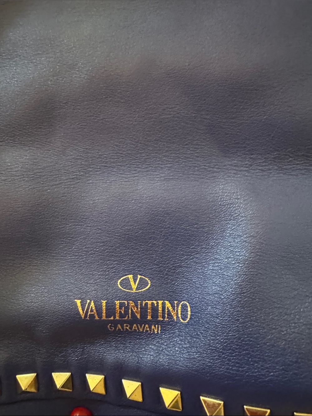Valentino Garavani Blue Leather Rockstud Shoulder Tote - Picture 2 of 7